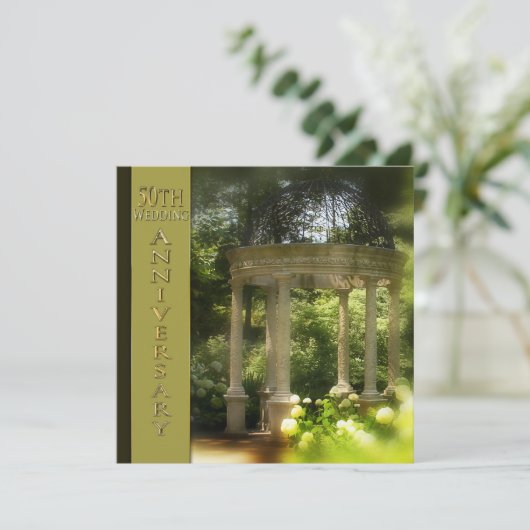 Uitnodigingen voor 50ste trouwjubileum - tuinhuisj (Staand voorkant)