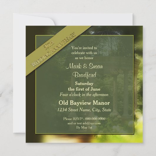 Uitnodigingen voor 50ste trouwjubileum - tuinhuisj (Achterkant)