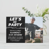 Uitnodigingen voor 50ste verjaardag Mannen Zwart F (Staand voorkant)