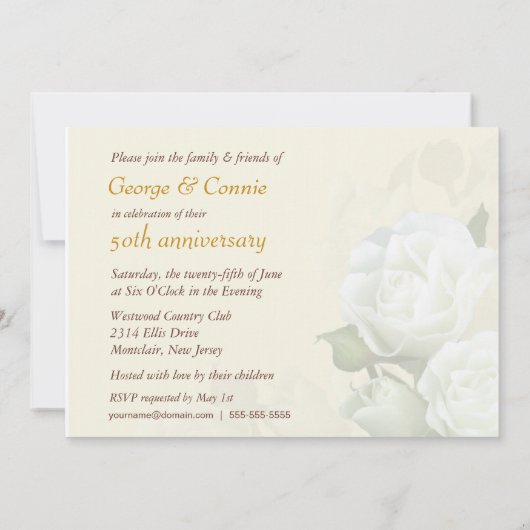 Uitnodigingen voor 50ste verjaardagsfeest - Romant (Achterkant)