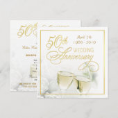 Uitnodigingen voor 50ste verparty - vierkant (Voorkant / Achterkant)