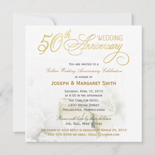 Uitnodigingen voor 50ste verparty - vierkant (Achterkant)