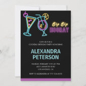 Uitnodigingen voor 55e verjaardag Cocktail Neon Gl (Voorkant)
