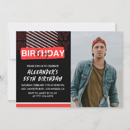 Uitnodigingen voor 55ste verjaardag mannen feest f (Voorkant)