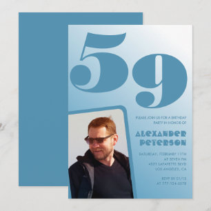 Uitnodigingen voor 59e verjaardag met blauwe manne