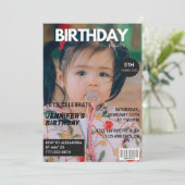 Uitnodigingen voor 5e verjaardag Meisje Magazine C (Staand voorkant)