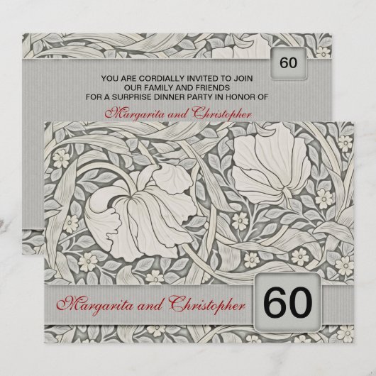 Uitnodigingen voor 60-jarig huwelijksjubileum (Voorkant / Achterkant)