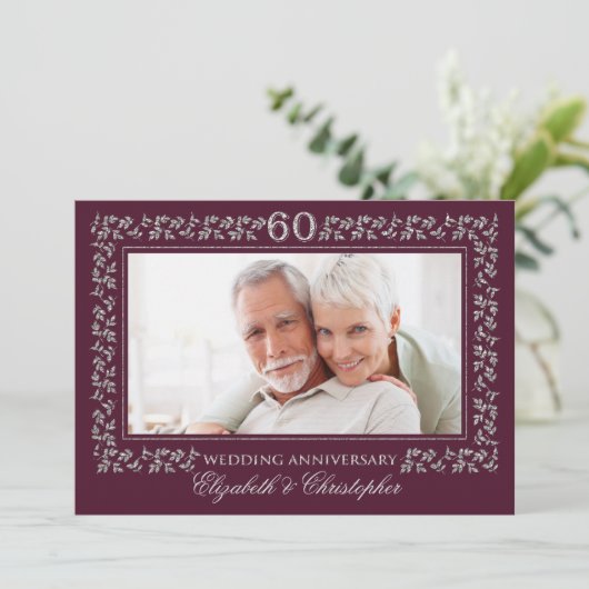 Uitnodigingen voor 60-jarig huwelijksjubileumfeest (Staand voorkant)