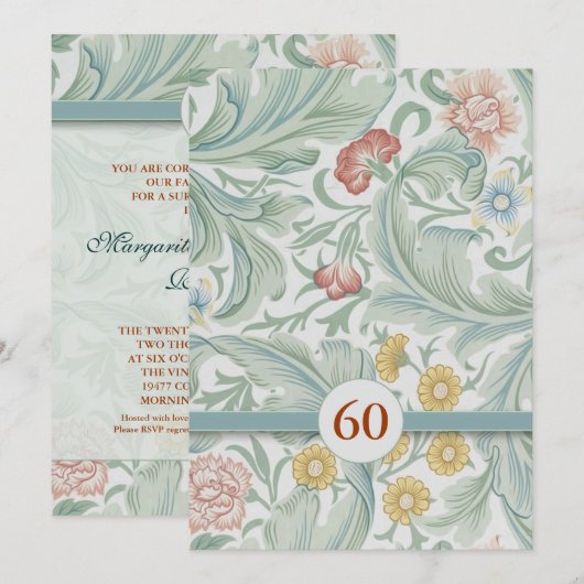 Uitnodigingen voor 60e trouwdag (Voorkant / Achterkant)