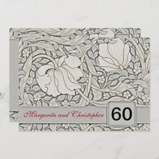 Uitnodigingen voor 60e trouwdag (Voorkant / Achterkant)