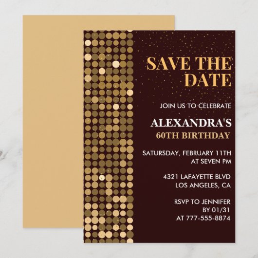 Uitnodigingen voor 60e verjaardag Save the date Go (Voorkant / Achterkant)