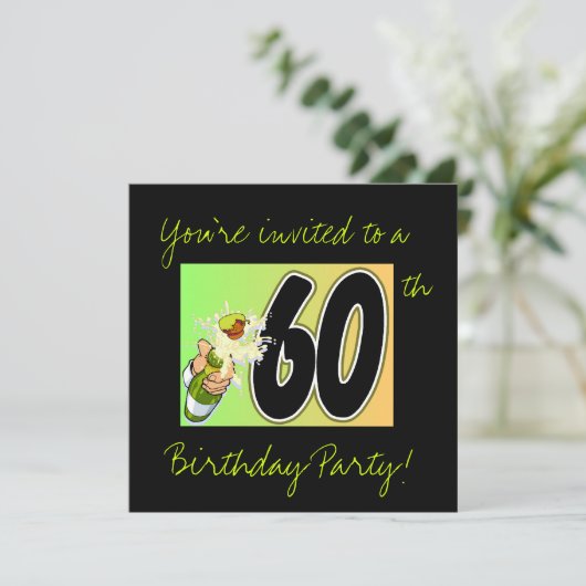 Uitnodigingen voor 60e verjaardagsfeestje (Staand voorkant)