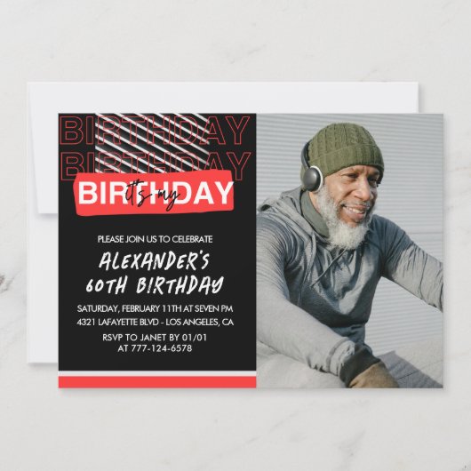 Uitnodigingen voor 60ste verjaardag mannen feest f (Voorkant)