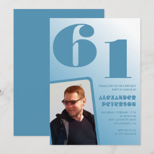 Uitnodigingen voor 61ste verjaardag met blauwe man