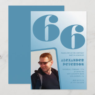 Uitnodigingen voor 66ste verjaardag met blauwe man