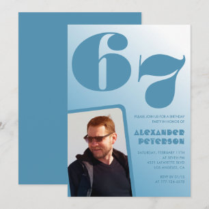 Uitnodigingen voor 67ste verjaardag met blauwe man