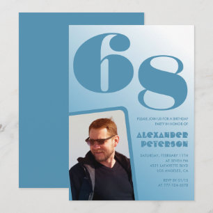 Uitnodigingen voor 68ste verjaardag met blauwe man