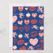 Uitnodigingen voor 6de verjaardag Blauwe Cute Hart (Achterkant)