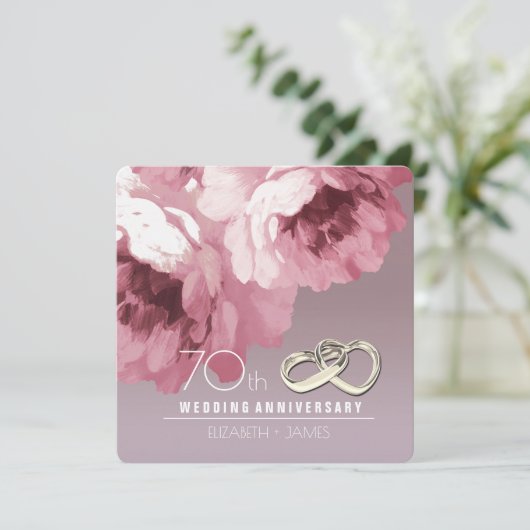 Uitnodigingen voor 70-jarig huwelijksjubileumfeest (Staand voorkant)