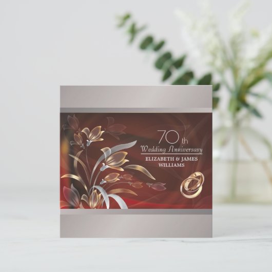 Uitnodigingen voor 70e trouwjubileumfeest (Staand voorkant)