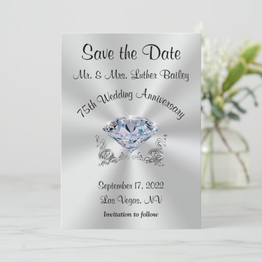 Uitnodigingen voor 75-jarig huwelijksjubileum Save (Staand voorkant)