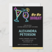 Uitnodigingen voor 75e verjaardag Cocktail Neon Gl (Voorkant)
