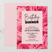Uitnodigingen voor 76e verjaardagsdiner met bloemm (Voorkant / Achterkant)