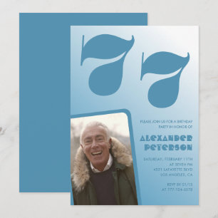 Uitnodigingen voor 77ste verjaardag met blauwe man