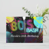 Uitnodigingen voor 80's Bash Retro Splash-verjaard (Staand voorkant)