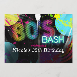 Uitnodigingen voor 80's Bash Retro Splash-verjaard