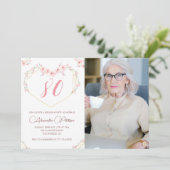 Uitnodigingen voor 80ste verjaardag Boho Bloemen F (Staand voorkant)