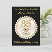 Uitnodigingen voor 85e verjaardagsfeest, Persoonli (Staand voorkant)