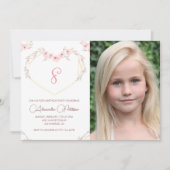 Uitnodigingen voor 8e verjaardag Boho Bloem Foto (Voorkant)
