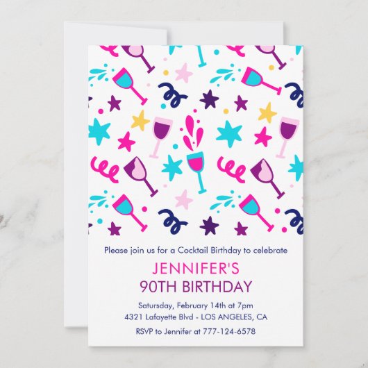 Uitnodigingen voor 90ste verjaardag Cocktail Moder (Voorkant)