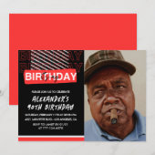 Uitnodigingen voor 90ste verjaardag mannen feest f (Voorkant / Achterkant)