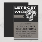 Uitnodigingen voor 91ste verjaardag Let's Get Wild (Voorkant / Achterkant)