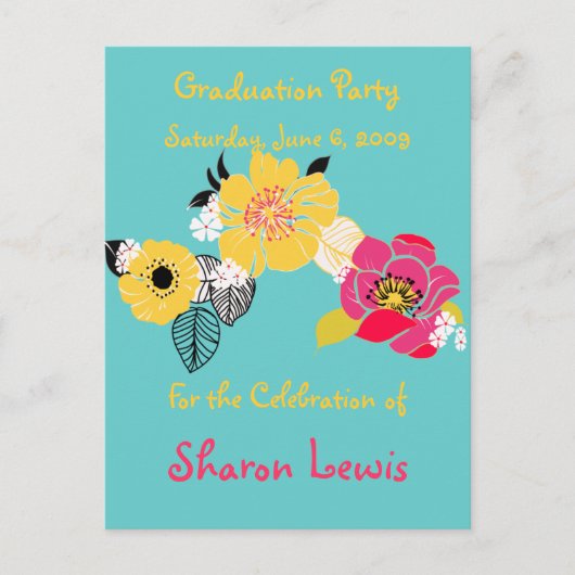 Uitnodigingen voor afstudeerfeest, briefkaart (Voorkant)