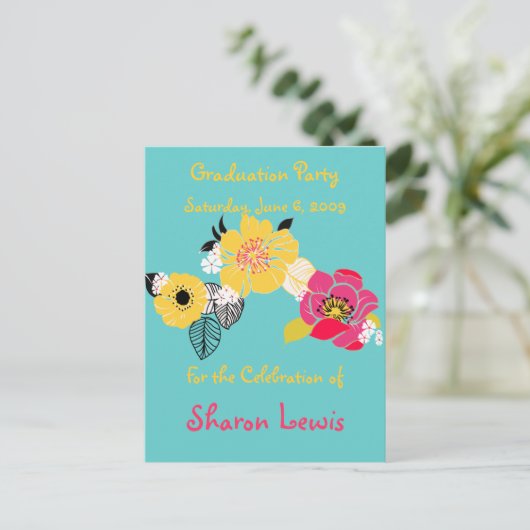 Uitnodigingen voor afstudeerfeest, briefkaart (Staand voorkant)