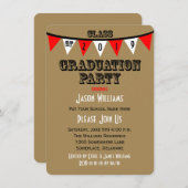 Uitnodigingen voor afstudeerfeest Rode vlaggen (Voorkant / Achterkant)