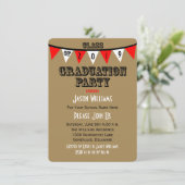 Uitnodigingen voor afstudeerfeest Rode vlaggen (Staand voorkant)