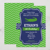 Uitnodigingen voor alligator verjaardagsfeestje (Voorkant / Achterkant)