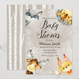 Uitnodigingen voor Animal Winter Woodland Baby Sho