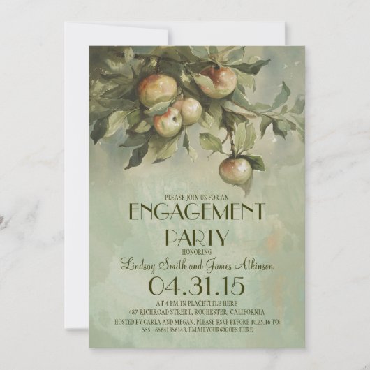 Uitnodigingen voor Apple Tree  Engagement Party (Voorkant)