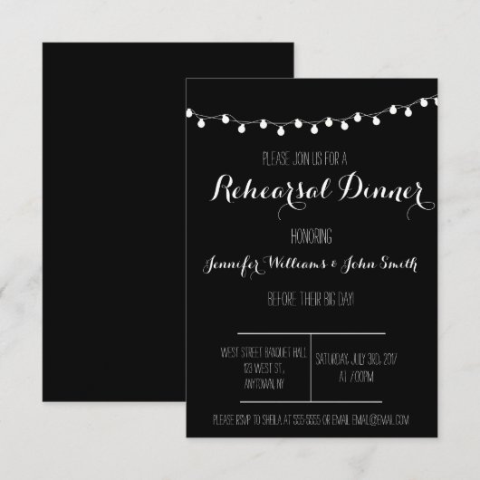 Uitnodigingen voor B&W-repetities (Voorkant / Achterkant)