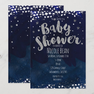 Uitnodigingen voor Baby Shower Blauwe en Zilveren 