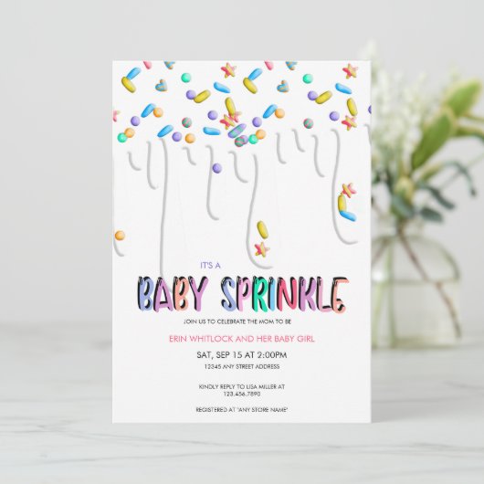 Uitnodigingen voor baby sprinkle (Staand voorkant)