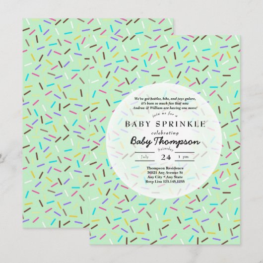 Uitnodigingen voor baby sprinkle (Voorkant / Achterkant)