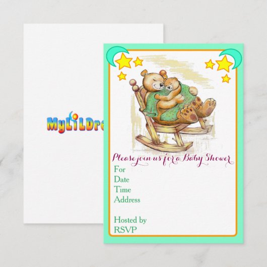 Uitnodigingen voor babydouches (Voorkant / Achterkant)