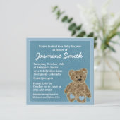 Uitnodigingen voor babydouches met een blauw thema (Staand voorkant)