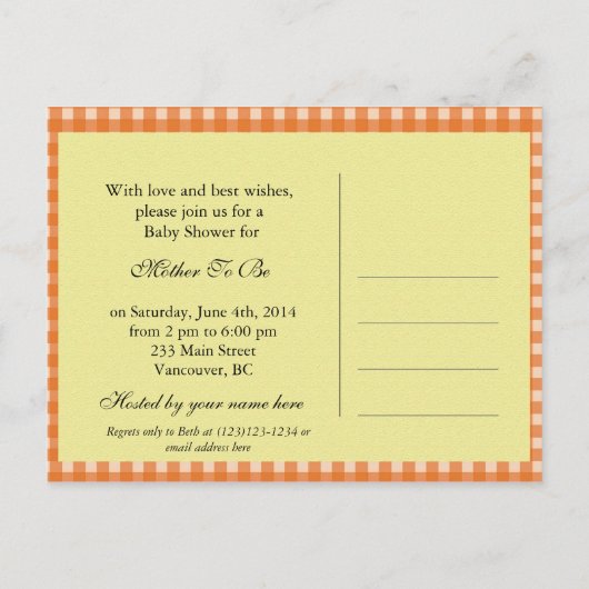 Uitnodigingen voor babydouches met een liefdadige  (Achterkant)